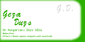 geza duzs business card