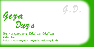 geza duzs business card